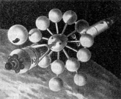 Фиг.6. Стыковка аэрокосмического отсека с орбитальной космической станцией.
